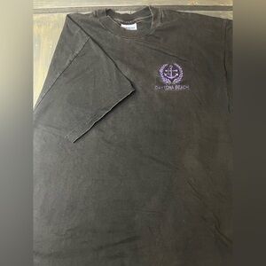 Vintage Black Washed Out Hanes Beefy T-shirt Single Stitch Daytona Beach